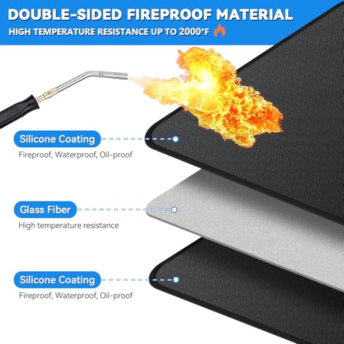 GRIBUDDY Large 75 x 40 inch Under Grill Mats for Outdoor Grill, Double-Sided Fireproof Deck Patio Protector Mat, Waterproof Oil-Proof BBQ Floor Pad Indoor Fire Pit Fireplace Mat - Image 4