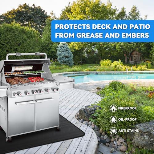 GRIBUDDY Large 75 x 40 inch Under Grill Mats for Outdoor Grill, Double-Sided Fireproof Deck Patio Protector Mat, Waterproof Oil-Proof BBQ Floor Pad Indoor Fire Pit Fireplace Mat - Image 2