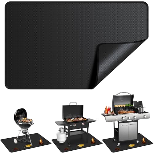GRIBUDDY Large 75 x 40 inch Under Grill Mats for Outdoor Grill, Double-Sided Fireproof Deck Patio Protector Mat, Waterproof Oil-Proof BBQ Floor Pad Indoor Fire Pit Fireplace Mat - Image 1