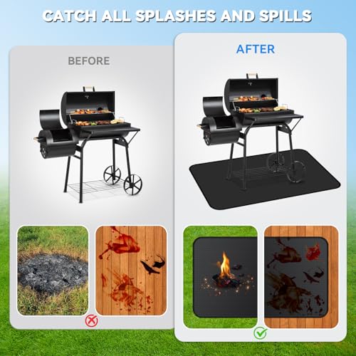 GRIBUDDY Large 75 x 40 inch Under Grill Mats for Outdoor Grill, Double-Sided Fireproof Deck Patio Protector Mat, Waterproof Oil-Proof BBQ Floor Pad Indoor Fire Pit Fireplace Mat - Image 3