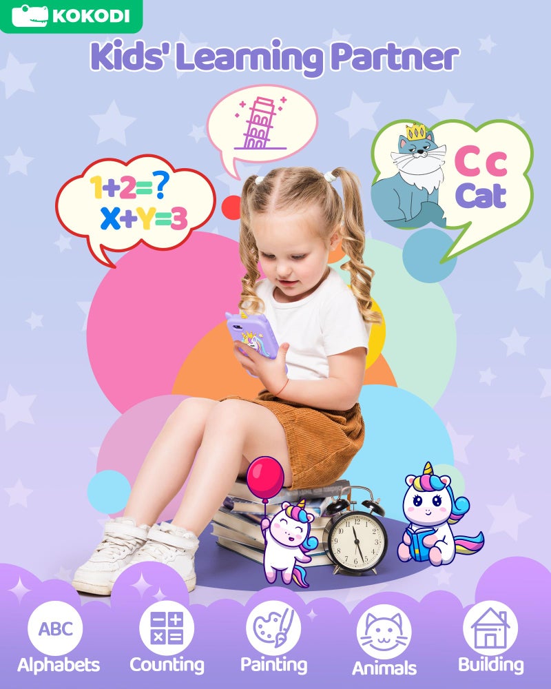Kokodi Kids Smart Phone Toys Gifts Birthday Homes Unicorn Toddler Play Play For Girls 3-10 HD HD Phone For Kids Travel Preshool Learn - Image 4