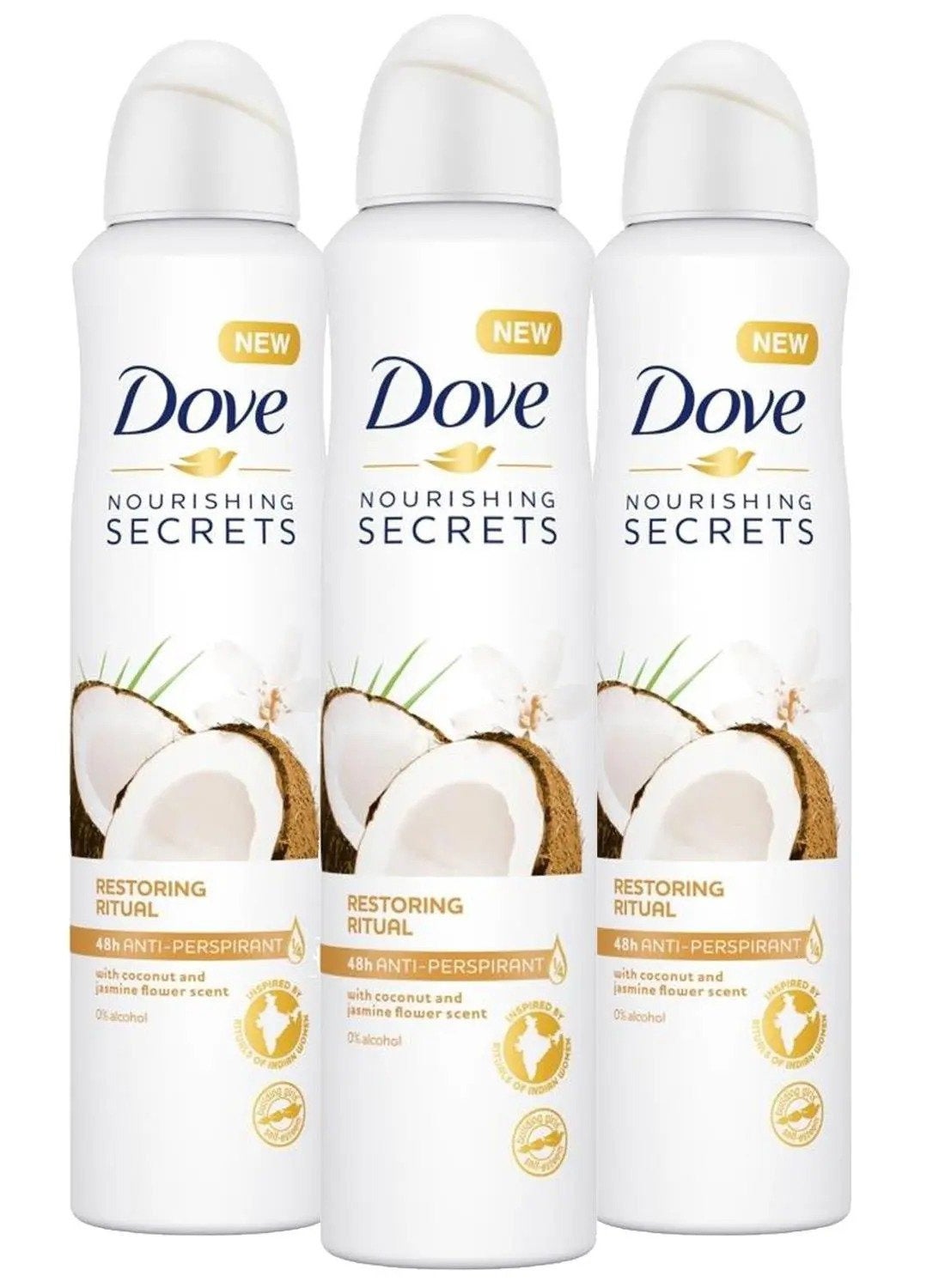 Dove Men Coconut Antiperspirant Deodorant Spray 250ml Pack of 3