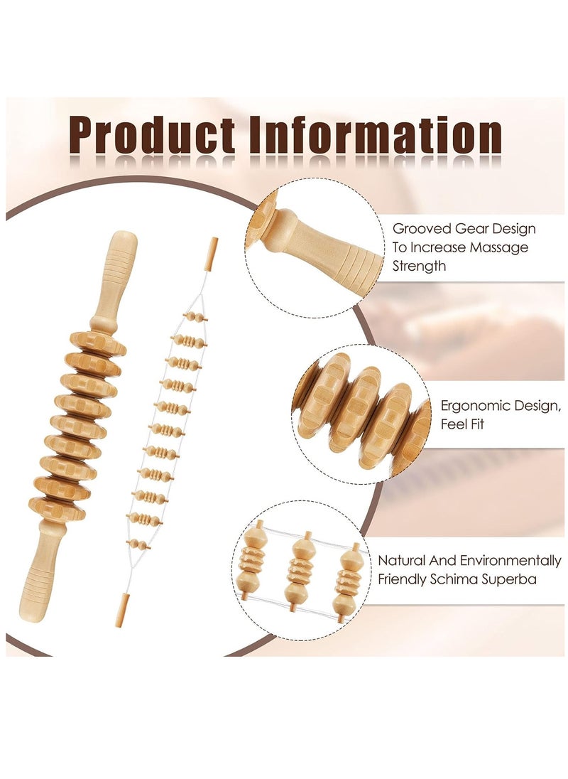 Arabest 2 Pieces Wood Massage Tools, Lymphatic Drainage Massager, Wooden Massagers, Maderoterapia Kit Body Contouring Tools for Body Shaping, Gua Sha, Muscle Relief, Blood Circulation Improvement  - Image 3