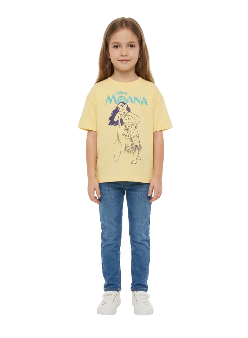 Disney  Disney Moana Toddler Girls’ Oversized Drop Shoulder T-Shirt – Cute Casual Relaxed Fit Tee for Women | Best Price UAE