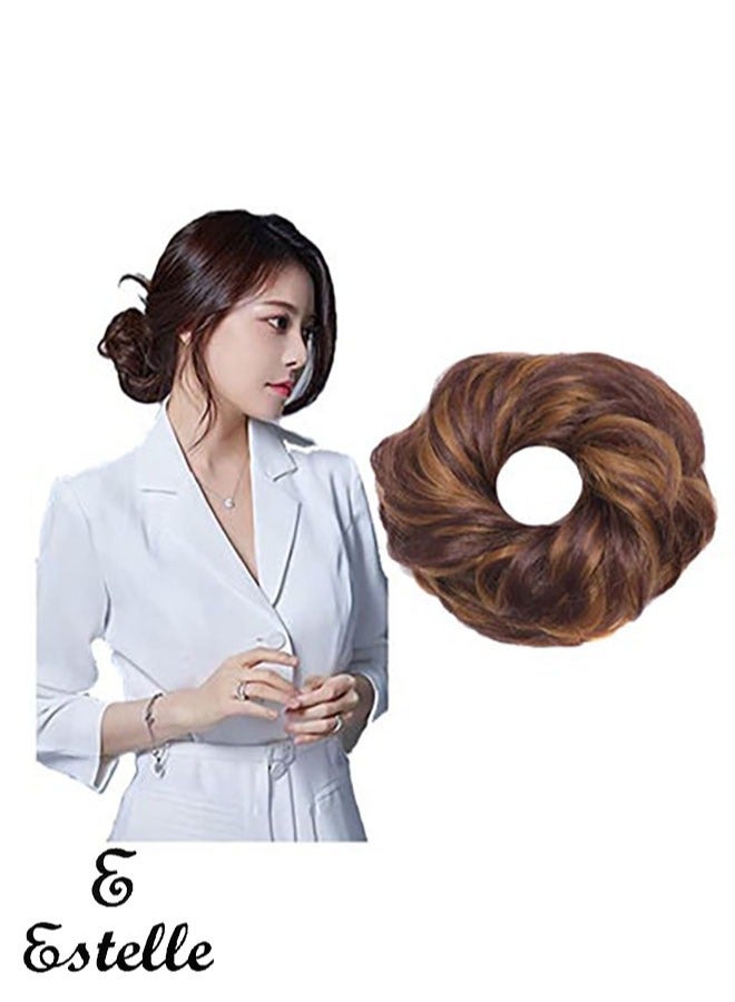 Estelle Messy Hair Bun Scrunchie with Elastic Rubber Band Ponytail Hair Extensions Updo Chignon Donut Ponytail Hairpiece Synthetic Tousled Hair for Women (Color #27H33) - Image 1