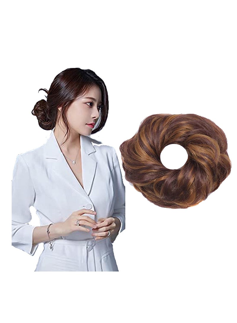 Estelle Messy Hair Bun Scrunchie with Elastic Rubber Band Ponytail Hair Extensions Updo Chignon Donut Ponytail Hairpiece Synthetic Tousled Hair for Women (Color #27H33) - Image 2
