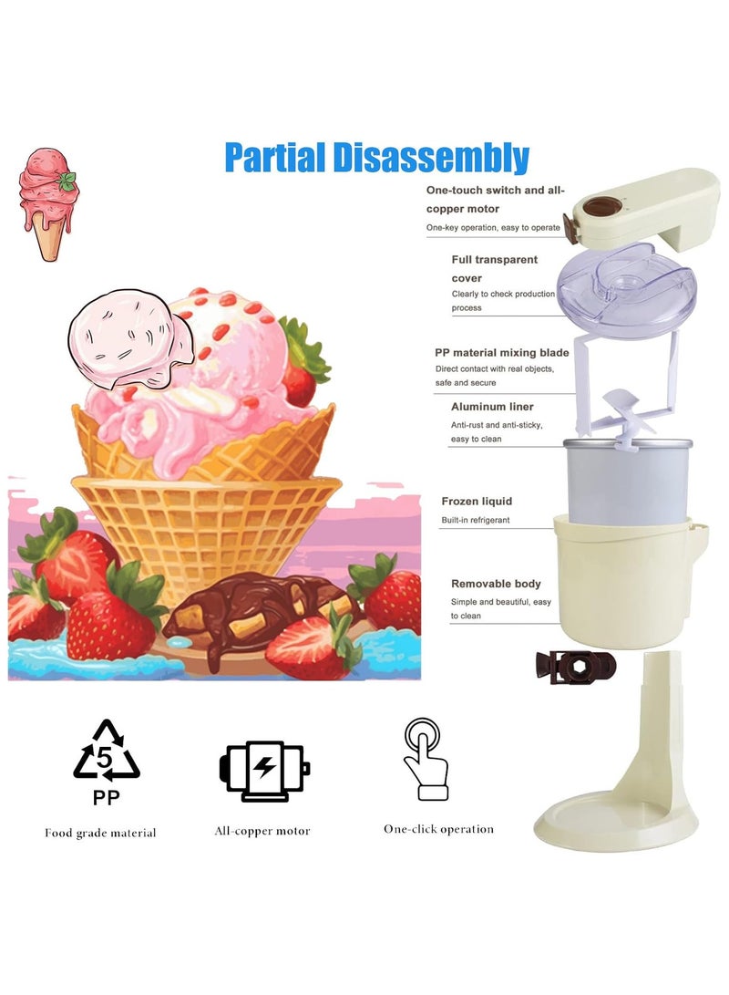 Ice Cream Machine Small Children's,Sorbet Ice Cream Makers for Home,Simple One Push Operation Soft Serve ice Cream Mixture Machine for DIY Kitchen Fast  - Image 2