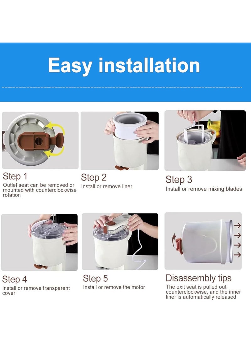 Ice Cream Machine Small Children's,Sorbet Ice Cream Makers for Home,Simple One Push Operation Soft Serve ice Cream Mixture Machine for DIY Kitchen Fast  - Image 4