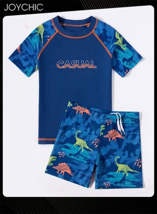 2-piece Boys Summer Casual Dinosaur Pattern Swimsuits Kids Sun Protection Quick-drying and Breathable Short Sleeved Swimwear Separate Top and Bottom Set - pzsku/ZD33E09B57BBC7CB3F1F5Z/45/1743150571/9dc7faaa-f2f0-45f8-81ef-b22b49165e0c
