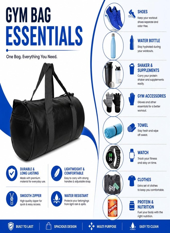 COOL INDIANS Trendy & Classic Duffle Gym Bag for Men & Women Leather Gym Bag with Shoulder Strap Sports Bag Yoga & Travel Bag for Boys & Girls Duffle Bag & Travelling Bag Outdoor (Black) - Image 5