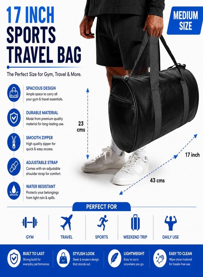 COOL INDIANS Trendy & Classic Duffle Gym Bag for Men & Women Leather Gym Bag with Shoulder Strap Sports Bag Yoga & Travel Bag for Boys & Girls Duffle Bag & Travelling Bag Outdoor (Black) - Image 3