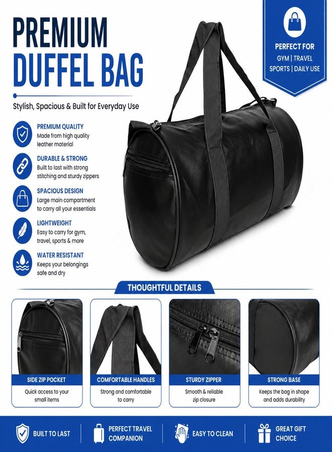 COOL INDIANS Trendy & Classic Duffle Gym Bag for Men & Women Leather Gym Bag with Shoulder Strap Sports Bag Yoga & Travel Bag for Boys & Girls Duffle Bag & Travelling Bag Outdoor (Black) - Image 4