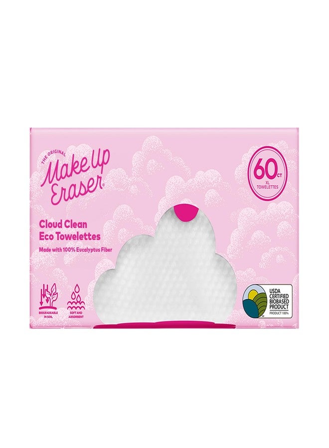 Makeup Eraser Cloud Clean Eco Towelettes, Certified 100% USDA Biobased Face Towel, Biodegradable Disposable Face Towelette, Dry Wipe Made From Ultra Soft, 100% Eucalyptus Fibers, 60ct., 1 pack - Image 1