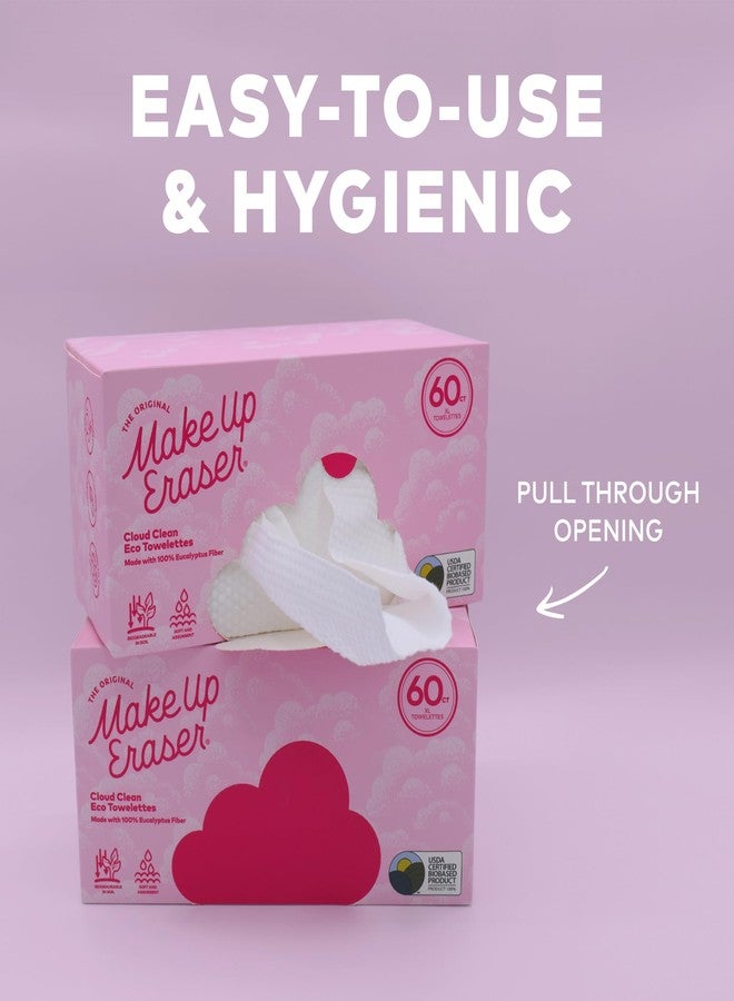 Makeup Eraser Cloud Clean Eco Towelettes, Certified 100% USDA Biobased Face Towel, Biodegradable Disposable Face Towelette, Dry Wipe Made From Ultra Soft, 100% Eucalyptus Fibers, 60ct., 1 pack - Image 5