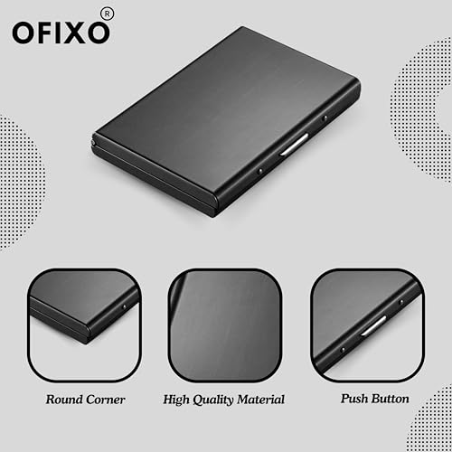 OFIXO Credit Card Holder RFID Protected Stainless Steel Credit Card Wallet Slim Metal Credit Card Case for Men and Women (Matt-Black) - Image 5