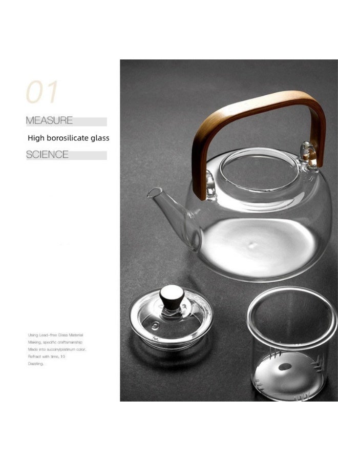 1500ml Heat Resistant Glass Teapot with Bamboo Handle and Glass Infuser Loose Leaf Tea Maker for Home - Image 5