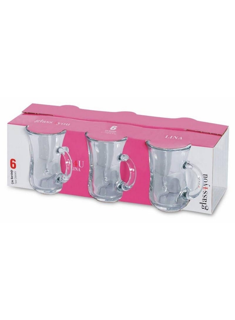 جي 4 يو طقم أكواب شاي زجاجية من Glass4you Lina مكون من 6 قطع (55783) - Image 3
