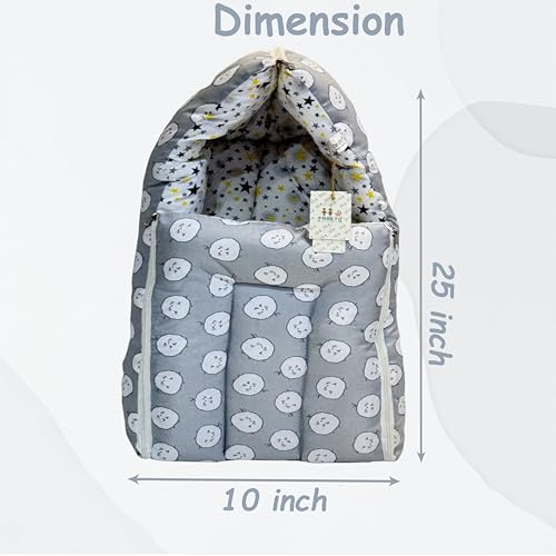 Infantbond Baby 3 in 1 Carry Bag Cum Sleeping Bag Cum Mattress | Carry Nest for Baby(0-12 Months) (Sheep Gray) - Image 3