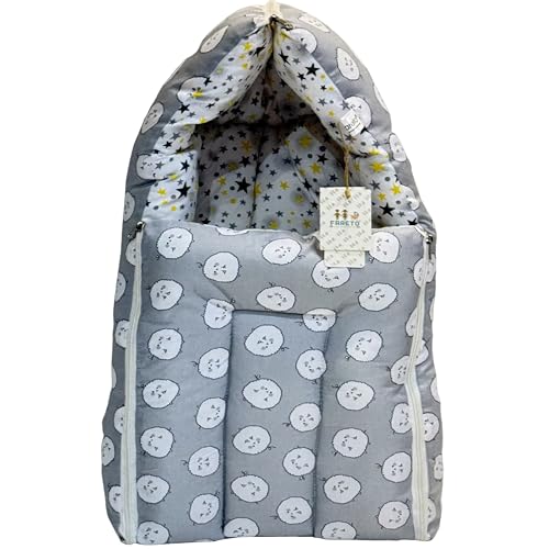 Infantbond Baby 3 in 1 Carry Bag Cum Sleeping Bag Cum Mattress | Carry Nest for Baby(0-12 Months) (Sheep Gray) - Image 1