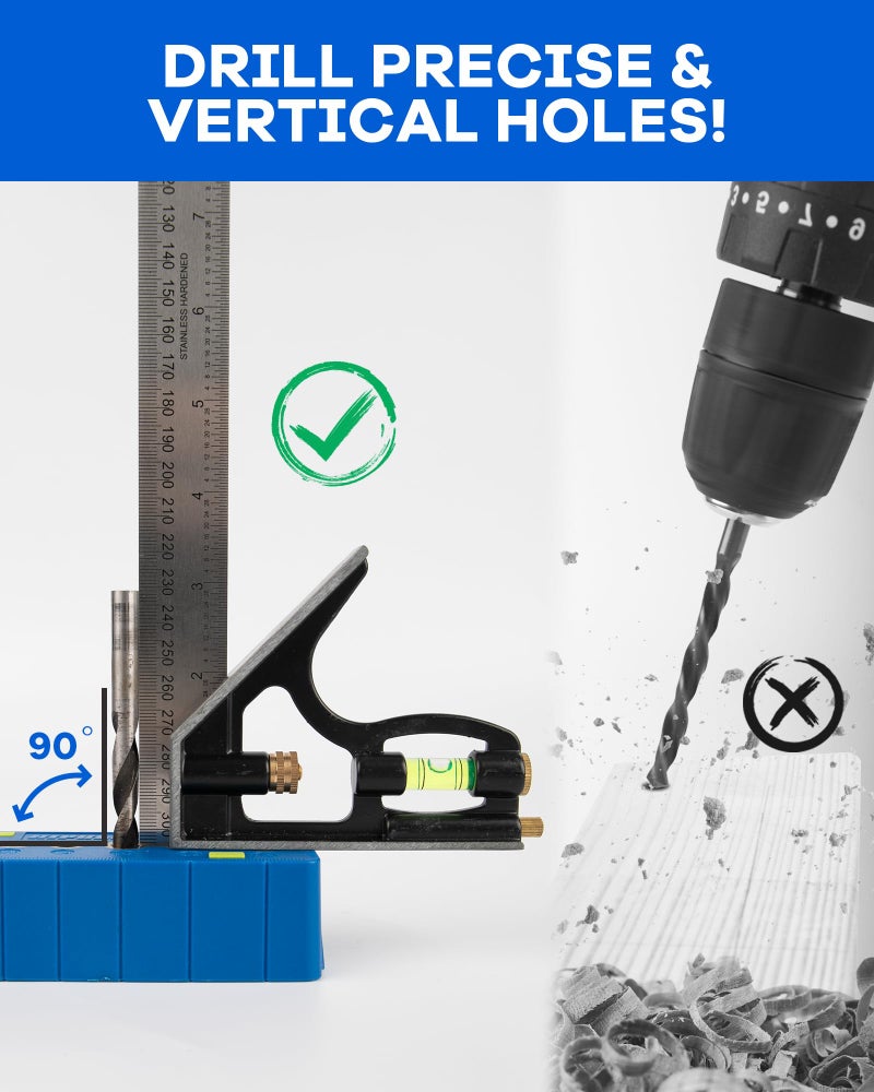 HIPULX Drill Block Guide for Straight Holes - Precision Drilling Tool for Woodworkers, DIY Enthusiasts & Professional Craftsmen - Image 3