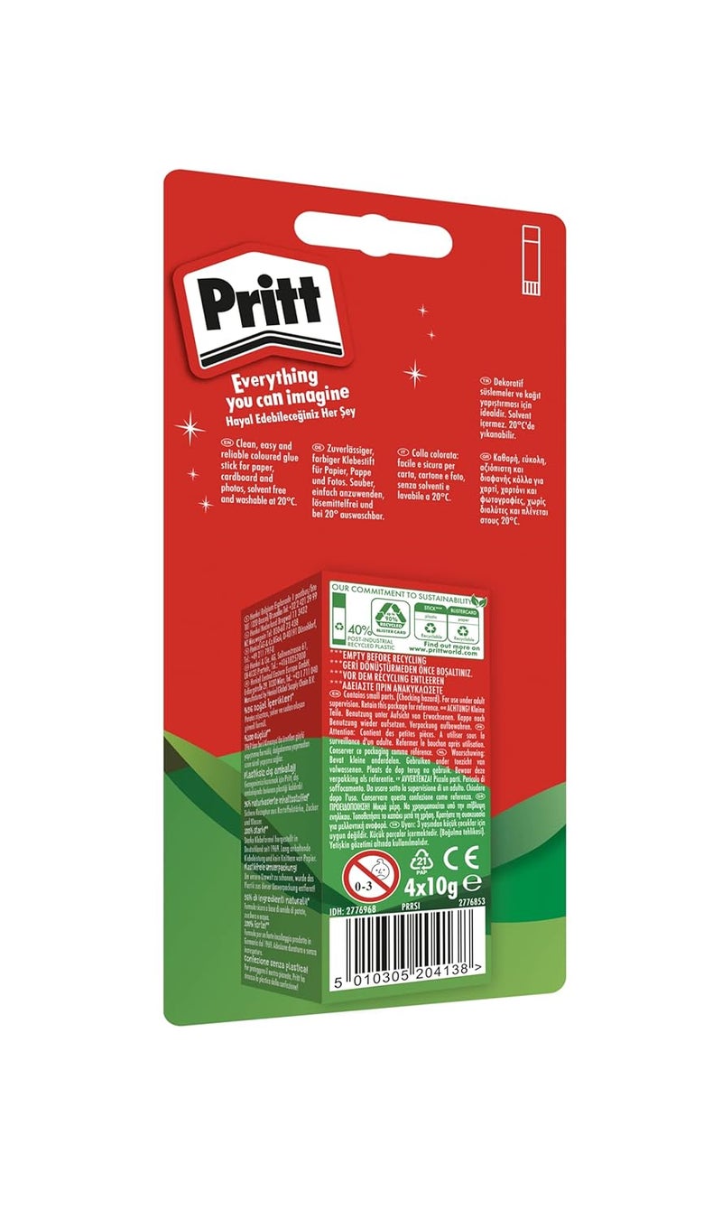 Pritt Fun Colors Glue Sticks, Child Friendly Coloured Craft Glue For Arts & Crafts Activities, Multicoloured Strong Hold Adhesive For School & Home, 4X10g Pritt Stick,Multicolors - Image 2