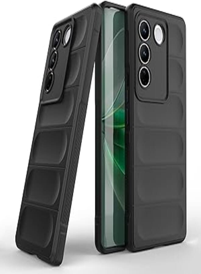 Premium Protection Back Silicone Case Compatible with Vivo V27 5G / Vivo V27 Pro 5G Magic Shield Shockproof Case with Camera Protection for Vivo V27 5G / Vivo V27 Pro 5G (Black)