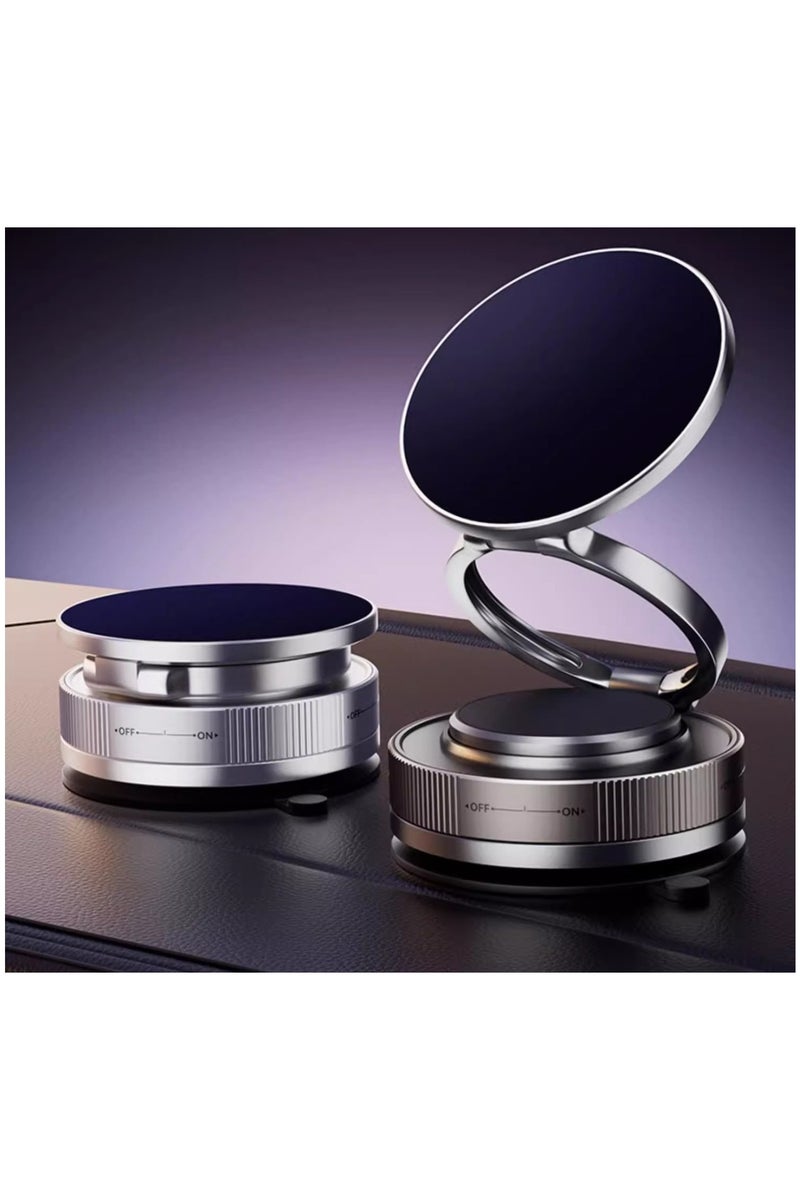Magnetic Car Phone Holder -360° Rotatable & Foldable, Vacuum Suction Base ,Strong Grip, Durable Aluminum Alloy ,Compatible with Dashboard, Windscreen and Desk - Image 1