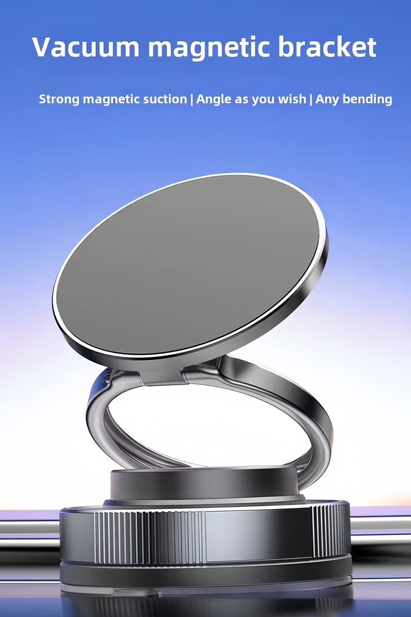 Magnetic Car Phone Holder -360° Rotatable & Foldable, Vacuum Suction Base ,Strong Grip, Durable Aluminum Alloy ,Compatible with Dashboard, Windscreen and Desk - Image 2