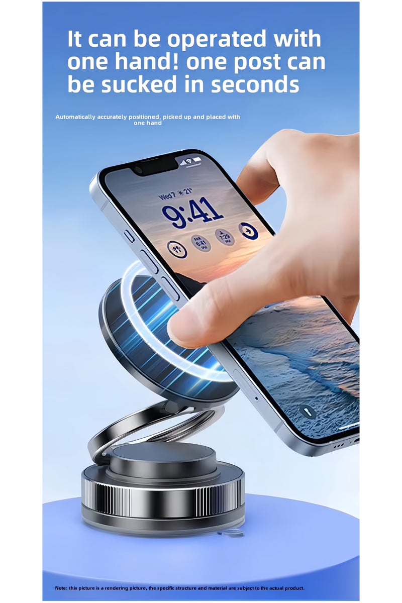 Magnetic Car Phone Holder -360° Rotatable & Foldable, Vacuum Suction Base ,Strong Grip, Durable Aluminum Alloy ,Compatible with Dashboard, Windscreen and Desk - Image 4