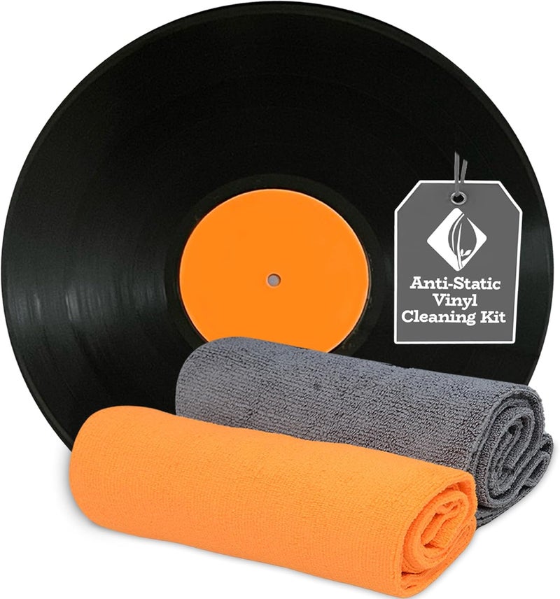 Towelogy® 2pcs Anti-Static Vinyl Cleaning Kit - Lint Free, Soft Microfiber Cloths for Record Care - Image 1