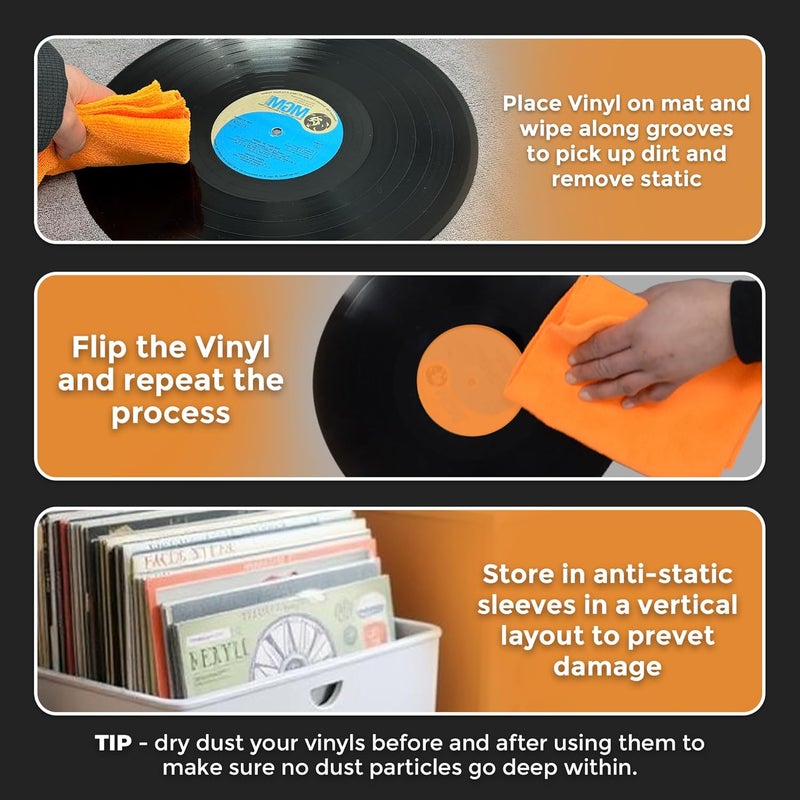 Towelogy® 2pcs Anti-Static Vinyl Cleaning Kit - Lint Free, Soft Microfiber Cloths for Record Care - Image 5