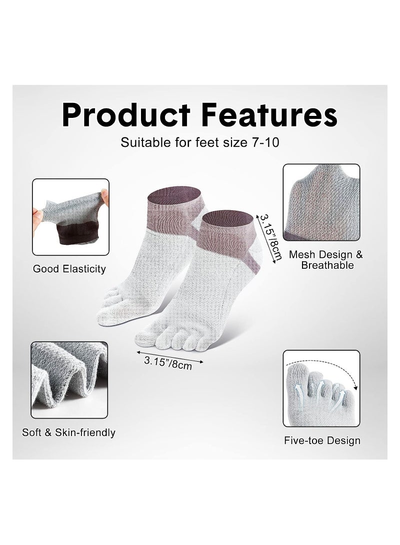 KASTWAVE Men's Cotton Low Cut Toe Socks, Toe Separator Socks Mesh Wicking Crew Socks for Running, Hiking, Cycling with 6 Colors(Black, Blue, Gray, Yellow, White, Green) - Image 4