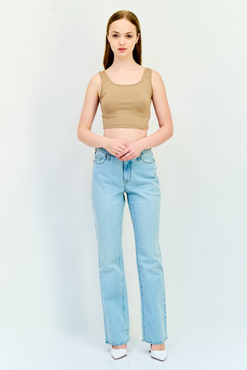 Universal Thread Women Bootcut Fit Washed Stretchable Denim Jeans, Light Blue - Image 4
