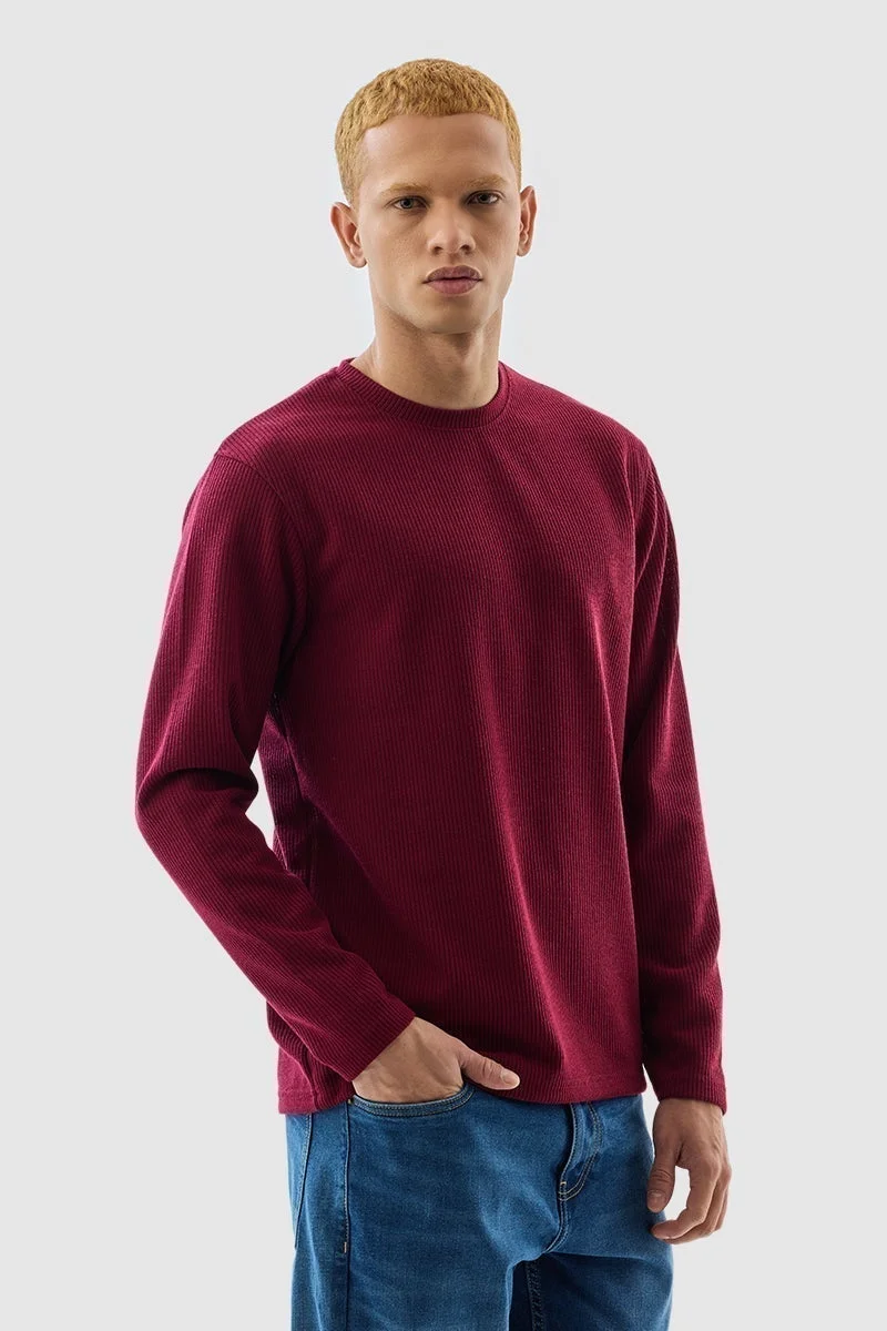 سنيتش تيشيرت بقصة عادية بنقش مارون