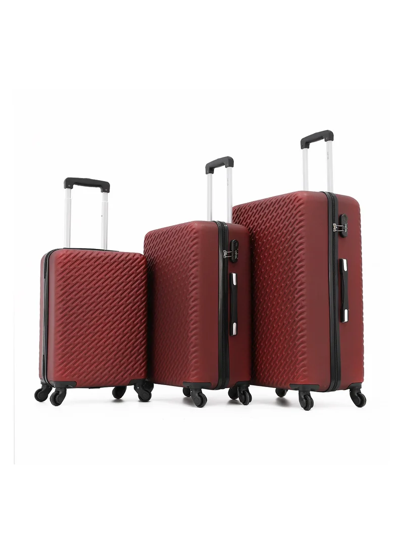 CAPITAL CAPITAL Hardside Luggage Trolley Bag 3 Pieces set,Maroon (S-20,M-24,L-28 Inch)