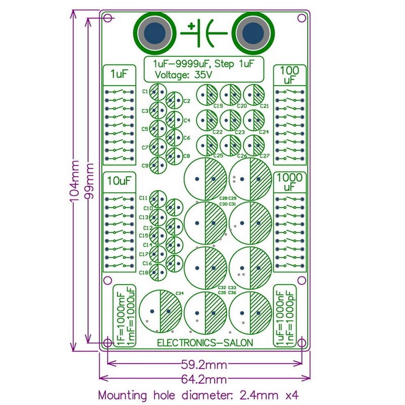 Electronics-Salon 1uF to 9999uF Step-1uF Four Decade Programmable Capacitor Board. - Image 4