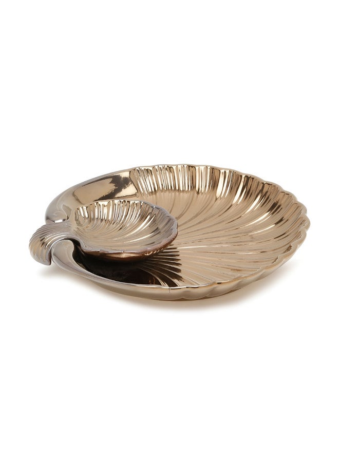 Arrabi Gold Toned Ceramic Shell Platter - Image 2