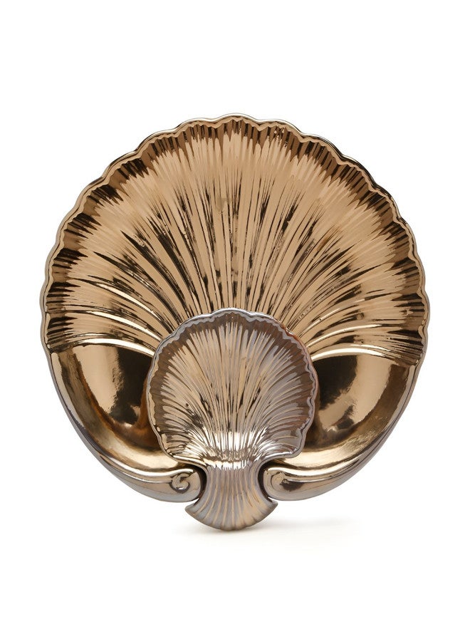 Arrabi Gold Toned Ceramic Shell Platter - Image 3