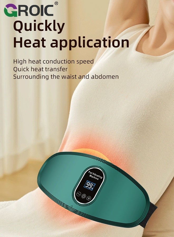 GROIC Slimming Belt, Abdominal Massager Portable Weight Loss Machine,Heating Pad for Period Cramps, Electric Waist Belt Device,Electric Fast Heating Belly Wrap Belt,Waist Vibration Massager(Green) - Image 2