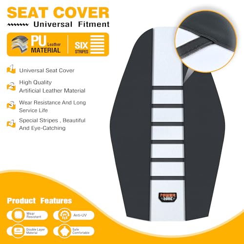 sawrain Dirt Bike Seat Cover - Universal Gripper No-Slip Dirtbike Seat Cover (Black-White) - Image 2