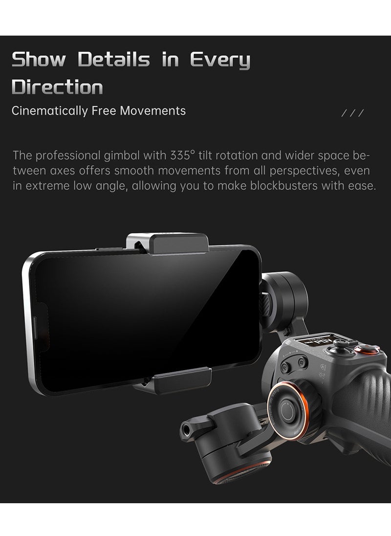 hohem - iSteady M6 Kit 3-Axis Smartphone Gimbal Stabilizer Anti-shake Phone Vlog Gimbal 360° Rotatable OLED Large Screen with AI Vision Sensor & Fill Light Module Mini Tripod Storage Case 400g Payload R - Image 1