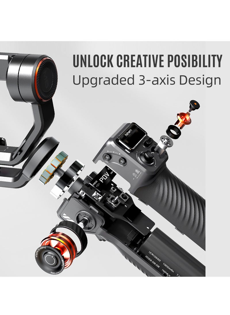 hohem - iSteady M6 Kit 3-Axis Smartphone Gimbal Stabilizer Anti-shake Phone Vlog Gimbal 360° Rotatable OLED Large Screen with AI Vision Sensor & Fill Light Module Mini Tripod Storage Case 400g Payload R - Image 1
