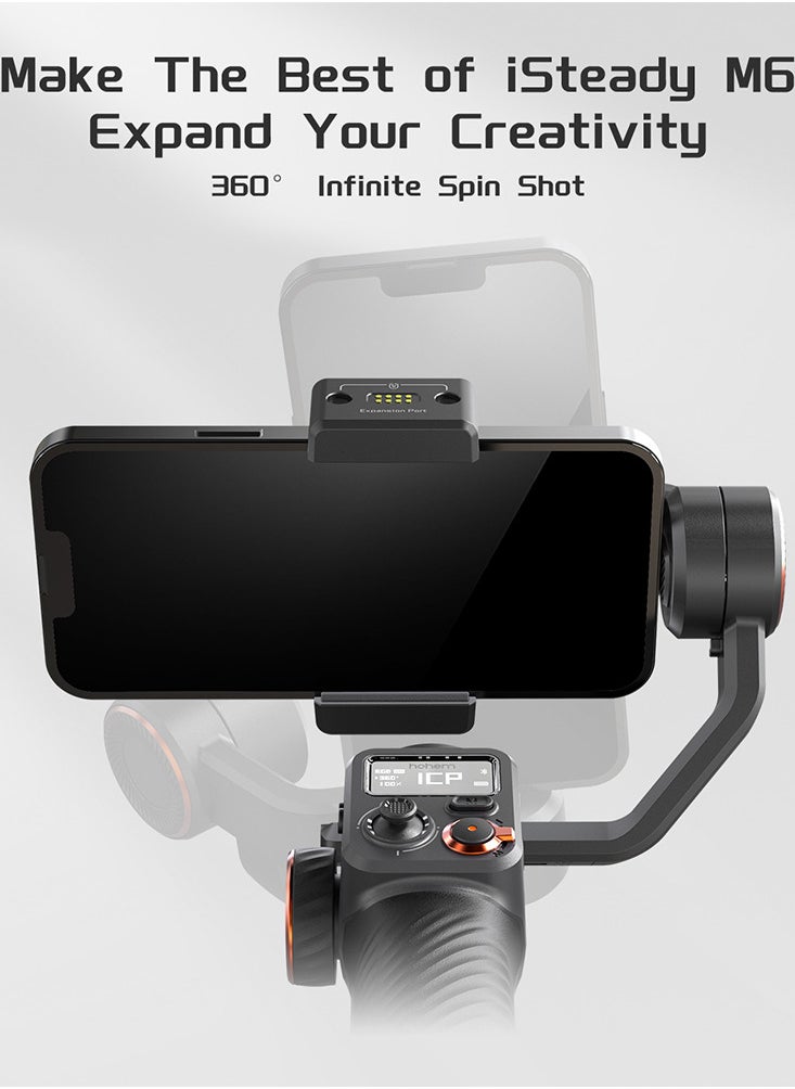 hohem - iSteady M6 Kit 3-Axis Smartphone Gimbal Stabilizer Anti-shake Phone Vlog Gimbal 360° Rotatable OLED Large Screen with AI Vision Sensor & Fill Light Module Mini Tripod Storage Case 400g Payload R - Image 1