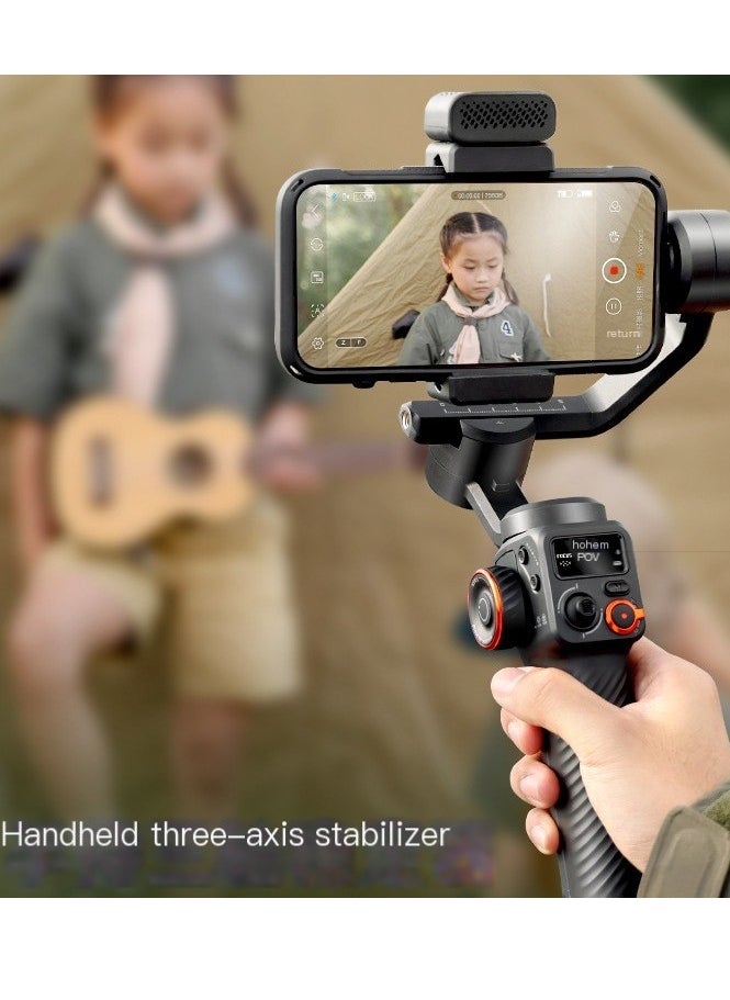 hohem - iSteady M6 Kit 3-Axis Smartphone Gimbal Stabilizer Anti-shake Phone Vlog Gimbal 360° Rotatable OLED Large Screen with AI Vision Sensor & Fill Light Module Mini Tripod Storage Case 400g Payload R - Image 1