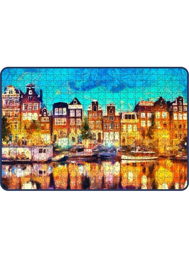 Webby Kids Amsterdam Houses Painting Wooden Jigsaw Puzzle, 500 Pieces - Image 1