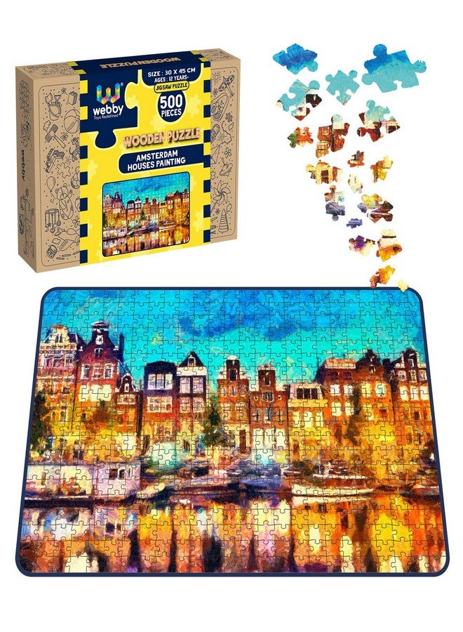 Webby Kids Amsterdam Houses Painting Wooden Jigsaw Puzzle, 500 Pieces - Image 2