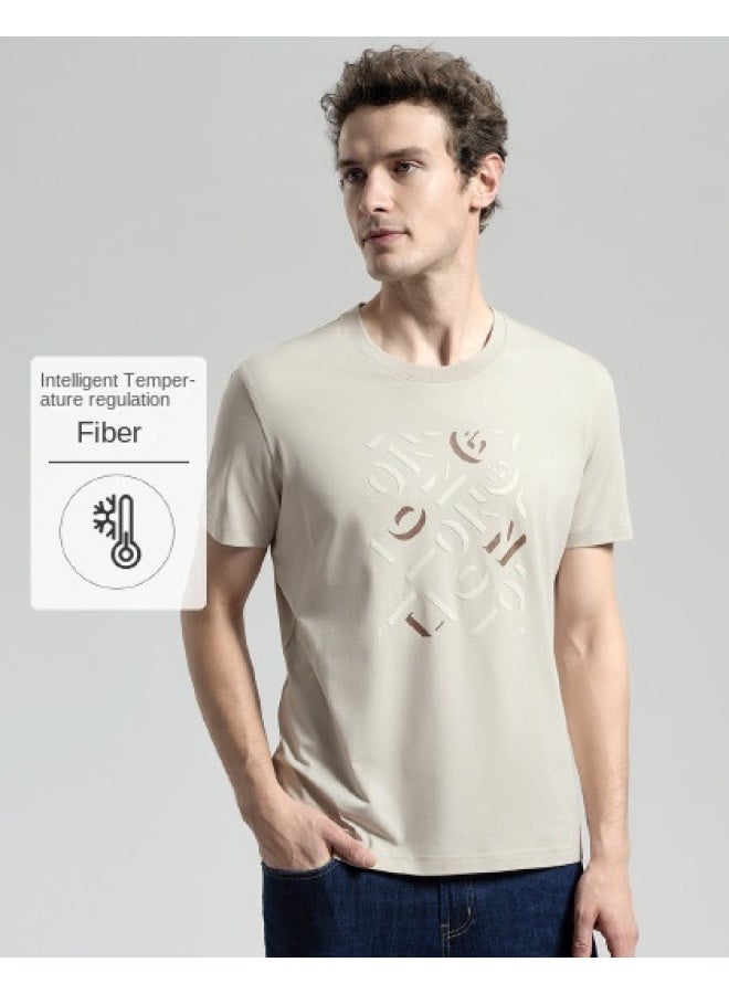 Goldlion Fresh & Smart Temperature-regulating Fiber】men's Spring/summer Contrast Color Brand Letter Print Casual Breathable Short-sleeve T-shirt - Image 1