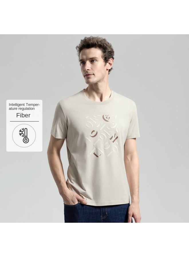 Goldlion Fresh & Smart Temperature-regulating Fiber】men's Spring/summer Contrast Color Brand Letter Print Casual Breathable Short-sleeve T-shirt - Image 2