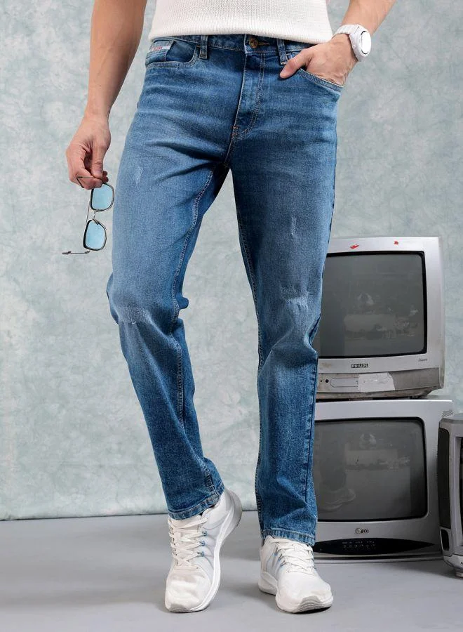Men Slim Fit Solid Mid-Rise Stretchable Jeans