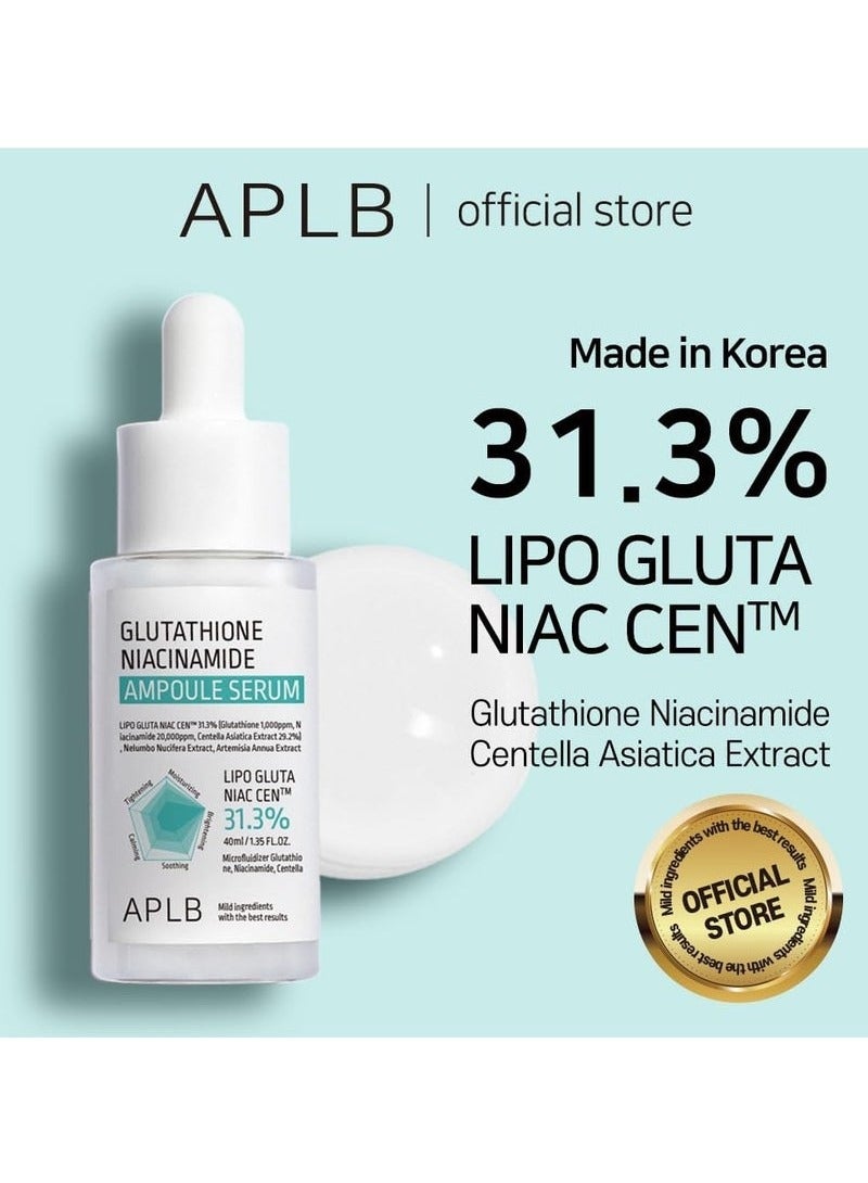 APLB Glutathione Niacinamide Ampoule Serum | LIPO GLUTA NIAC CEN™ 31.3% 1.35 FL.OZ/Korean Skincare, Long lasting moisturizing, Improve skin elasticity, Revitalize for gentle and improve skin texture  - Image 2